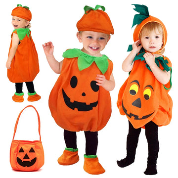Pumpkin Cosplay Costume for Toddler Boys Girls , Perfect for Trick or Treating (0-12 months upto 10 Years)