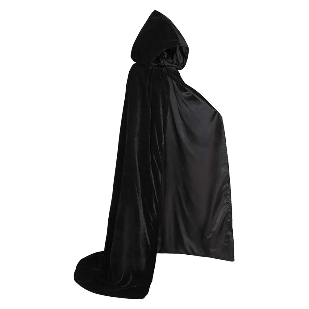 Black Hooded Cloak Scary Witch Costume, Perfect Cloak for this Halloween!