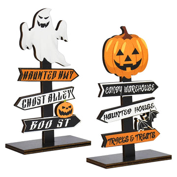 Xunyihappy Halloween Pumpkin Ghost Wooden Table Ornament
