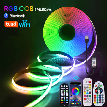 Xunata LED Light Strips RGB COB 5V Wifi Bluetooth IR Controlled Linear Lighting Flexible Tape