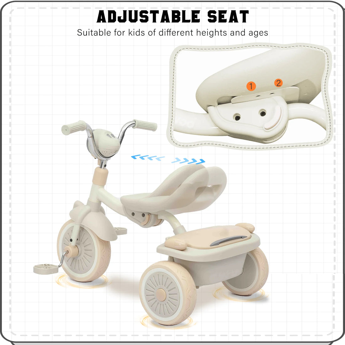 UBRAVOO Baby Foldable Tricycle Trike with Pedals and Shock Absorption Effect (Ages 1-5)