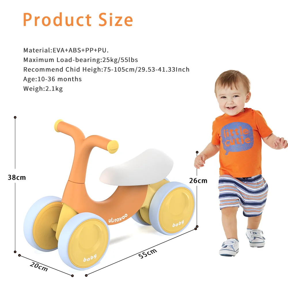 UBRAVOO Baby Sliding Walker Kids Balance Bike (No Pedals) (Ages: 10-36 months)