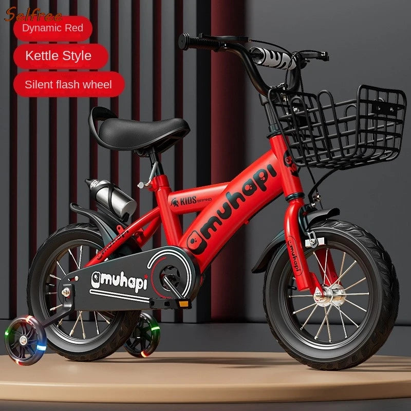 Selfree Kids Cool Bike with Flashy Wheels and Front-Carry Basket (16 / 18 Inch, 5 Colours)