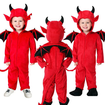 Red Demon Devil Evil Bat Vampire Kids Halloween Dress Costume for Kids Aged 2-10 Years