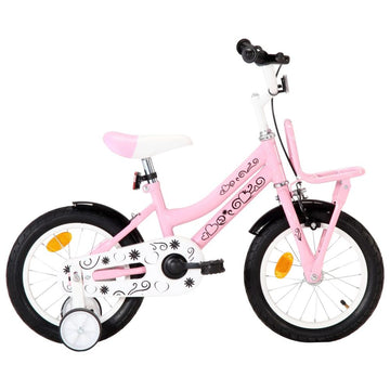 VidaXL Kids Bike with Front Carrier 14 inch White and Pink