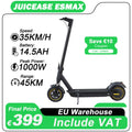 JUICEASE 1000W Scooter Electric 45KM Max Range AOVOPRO APP Smart Electric Kick Scooter 14.5AH 10 Inch Anti-puncture Tire Scooter