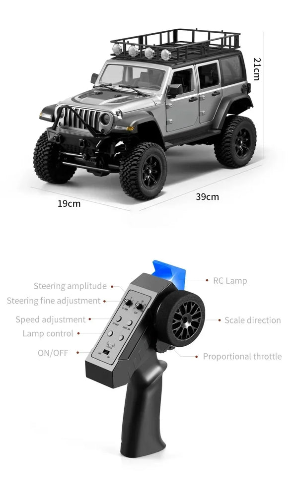 Jeep Wrangler 4WD 1:12  2.4G Remote Control LED Light 4X4 Off Road 4WD Climbing RC Truck Electric Toy Car Gift for Boy