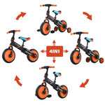 UBRAVOO Tiny Scout Balance Bike 3-5 Years , 4-in-1 with Optional Support Wheels and Pedals, Saddle Height Adjustable