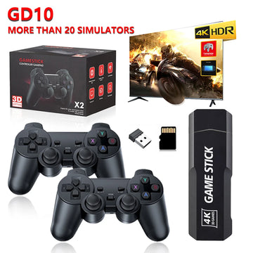 GD10 Video Game Stick 4K Console 2.4G Double Wireless Controller 30000 Games 128GB Retro Games for TV Boy Christmas Gift