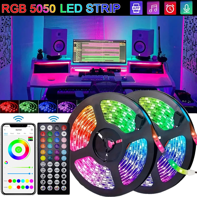 LeiiGeeGo USB LED Strip Lights RGB 5050 Bluetooth, WiFI and IR with App Control