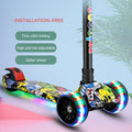 Stunning Three-Wheel Kick Scooter with Wheel Glitter and Folding Kickboard Suitable for Ages 2-12