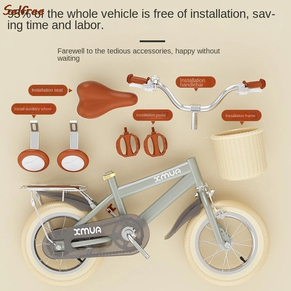 Selfree British Retro-Style Kids Bike With Sensitive Double Brake - Suitable for Ages  2-10 Years Old, Comes in 14 and 16 inch Wheel Diameter