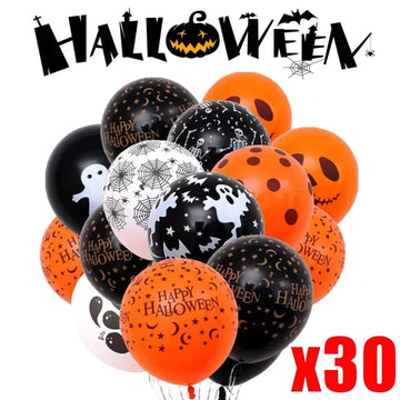 Scary Halloween Latex Balloons Pumpkin Skeleton Ghost Party Decor (10-30 pieces)