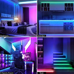 100ft LED Strip Lights for Room Decor SMD 5050 RGB Led Tape Music Sync LED Lights Bluetooth Remote DC5v Neon Lights TV Backlight