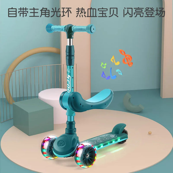 Children's Scooter Wholesale 2-12 Years Old Can Sit Perambulator Music Three Four-Wheel Scooter Scooter Children