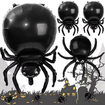 Halloween Spider Foil Balloons Horror Props Black Spiders 1-6 Pieces)