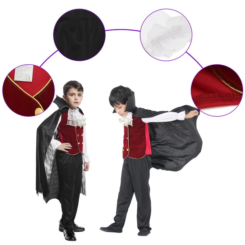 Count Dracula Vampire Halloween Costume for Boys Aged 6-10 Years