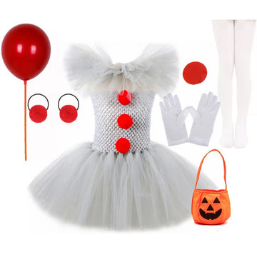 Gray Creepy Joker Tutu Dress for Girls Aged 2-12 Years