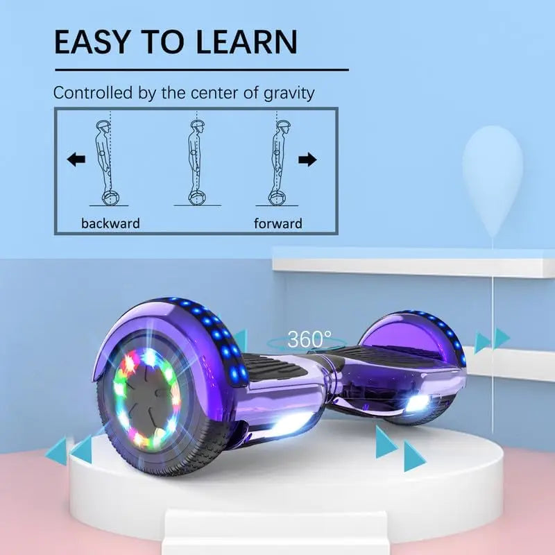 Hoverboards 6.5 inch with Bluetooth Speaker - Colorful LED Lights (Kids & Teenagers)