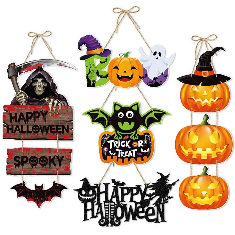 Halloween Party Decoration Pumpkin Ghost Bat Door Hanging Pendents 2024 Happy Halloween Ghost Festival Party Scene Decorations