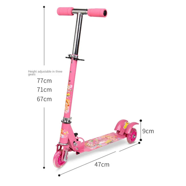 Folding Kick Scooter for Children Adjustable 3 Wheel - Suitable for for Boys and Girls with Flashing Wheels