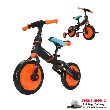 UBRAVOO Tiny Scout Balance Bike 3-5 Years , 4-in-1 with Optional Support Wheels and Pedals, Saddle Height Adjustable