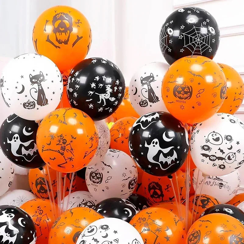 Halloween Theme Balloon Black Orange Pumpkin Spider Skeleton Balloons Inflatable Globes (10-100 pieces)