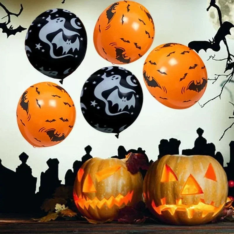 Scary Halloween Latex Balloons Pumpkin Skeleton Ghost Party Decor (10-30 pieces)