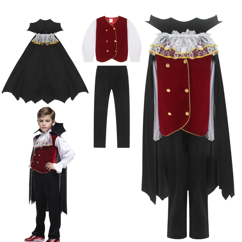 Count Dracula Vampire Halloween Costume for Boys Aged 6-10 Years