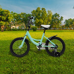 16 inch Green Kids Bike Fits for 5-8 Years Old Girls and Boys - Comfortable Bike with Training Wheels