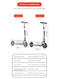 Large 2 Wheeled Foldable Kick Scooter for Kids and Young Adults, High Quality Build