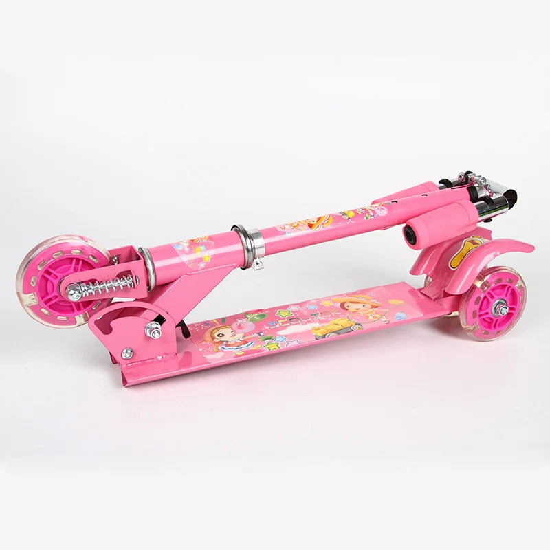 Kids Folding Kick Scooter Adjustable 3 Wheel with Flashing Wheels