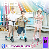 RCB Electric Scooter (R11) for Kids, 150W Motor - Max 9.3mph - Bluetooth Speaker - Colorful LED Lights - Foldable - LED Display