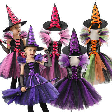 Girls Disney Witch Costume for Halloween Cosplay Sleeveless Ball Gown