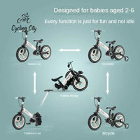 Kids 2-in-1 Balance Bike with Unique Chainless Design, Training Wheels and Inflatable PU Tyres - Suitable for Ages 2-5 Years Old