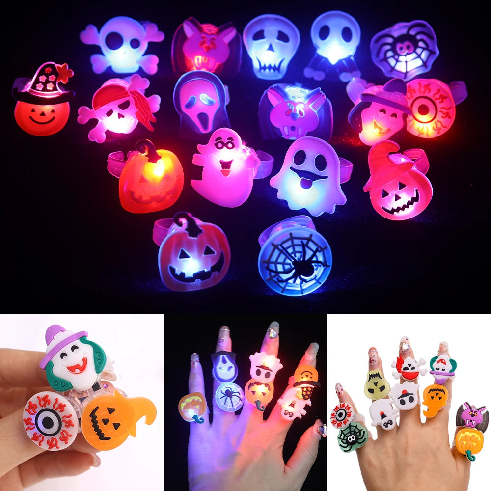 Halloween Luminous Rings Creative Cute Pumpkin Ghost Eye Ghost Pirate Spiderweb