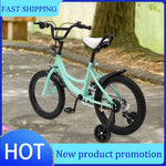 16 inch Green Kids Bike Fits for 5-8 Years Old Girls and Boys - Comfortable Bike with Training Wheels