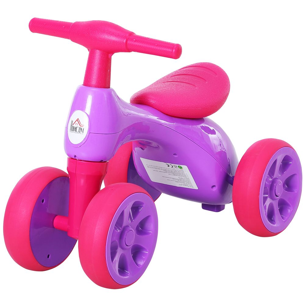 HOMCOM Baby 4 Wheel Balance Bike Training with Storage Bin Violet