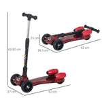 Child Wheel E-Scooter Light Music Water Spray Rechargeable 3-6 Yrs Red