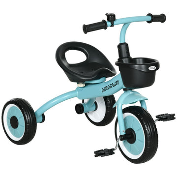 AIYAPLAY Trike with Adjustable Seat Basket Kids Tricycle for 2-5 Years Old Blue